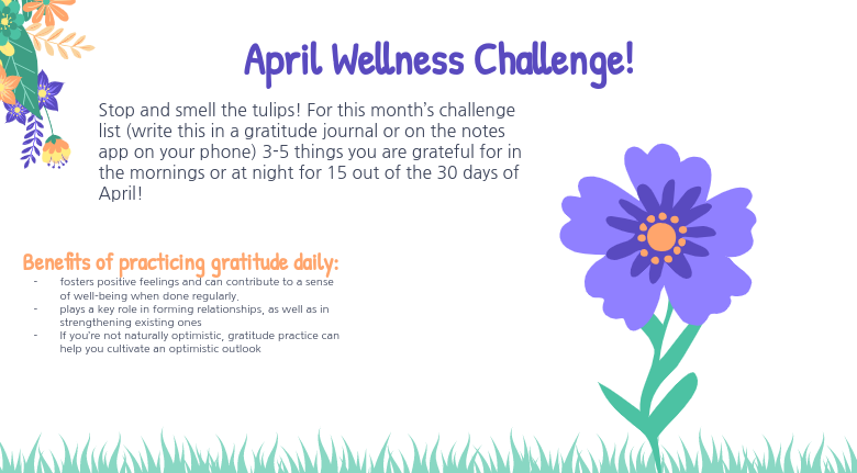 April mental wellness challenge month calendar