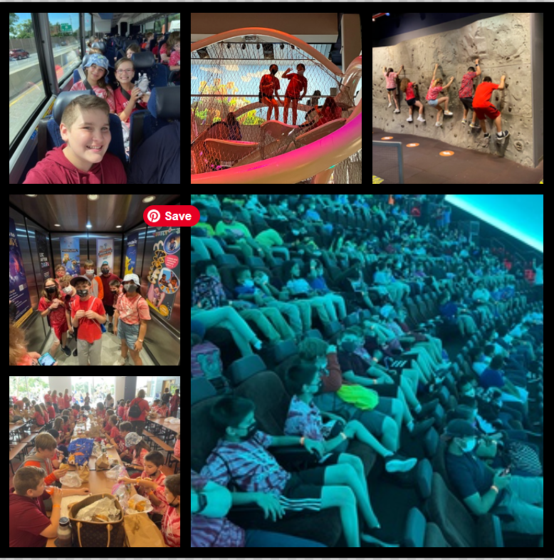 collage of 5th grade JFG students enjoying their field trip to the Liberty Science Center