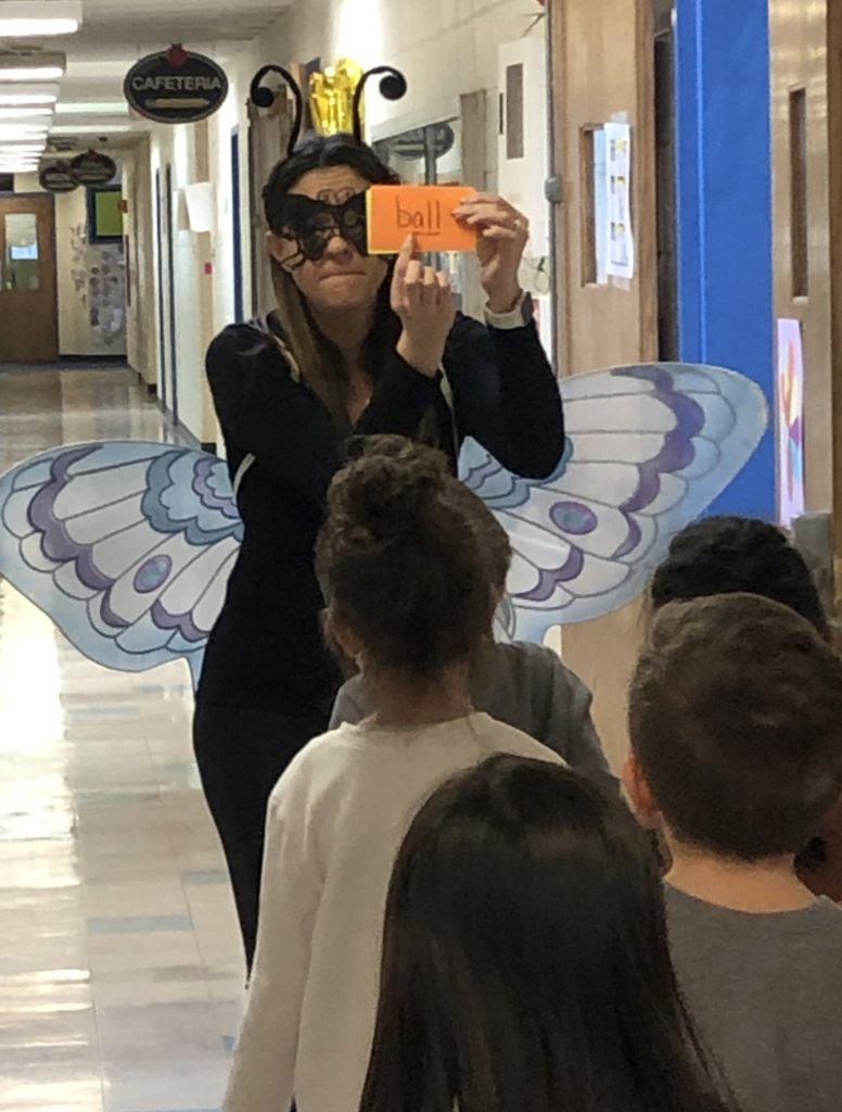 Mrs. Mele flies out from the "portal" to create an unforgettable memory of the letter "B!" She is caught reinforcing the letter sound quietly on the way to her students' special class! #JustFocusonGrowing