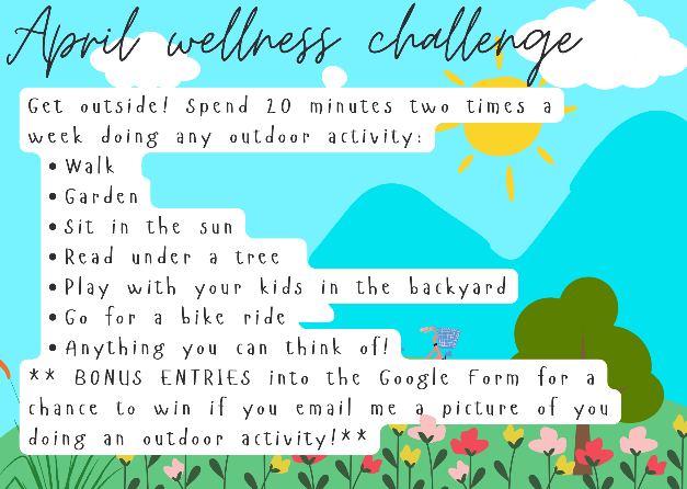 April's Wellness Challenge Winner is Mrs. Callas! We challenged our staff to get outside! Thank you to all JFG staff who participated! #JustFocusonGrowing