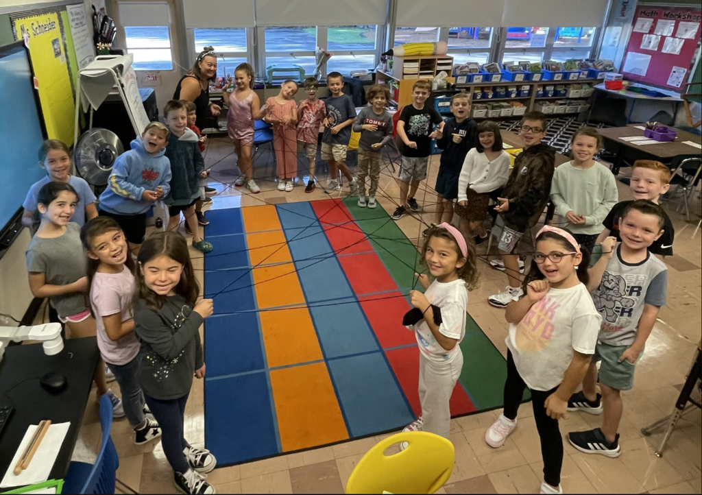 Ms. Velardo and Ms. Schneider's 2nd grade class enjoyed using the spider web greeting during morning meeting! I hear it's one of their favorites! #JustFocusonGrowing 